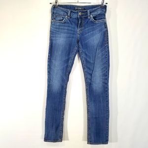 Silver Jeans Women's Size 27 Suki Slim Straight Leg Jeans Blue Stretch Pockets